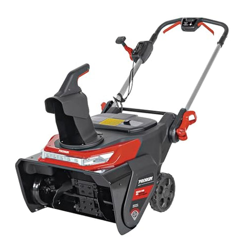 PRORUN 60V 22-Inch Cordless Snow Blower, Single-Stage Battery Snow Thrower with Brushless Motor, Includes (2) 5.0Ah Batteries and (2) Chargers
