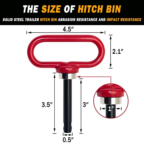 EilxMag Universal Heavy Duty Zero Turn Mower Trailer Hitch and Strong Heavy Duty Neodymium Magnetic Trailer Hitch Pin with 2 Bolts -1/2'' R-Clip (Combo Pack,Red＋Orange)
