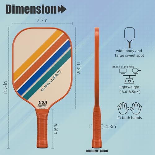 Pickleball Paddles Set of 2 Pickleball Rackets,USAPA Approved Pickleball Set of 2 Pickle Ball Paddles,Fiberglass Surface & PP Honeycomb Core,Breathable Handle,4 Indoor & Outdoor Balls,1 Duffel Bag