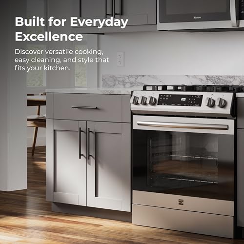 Kenmore 2276843 5.6 cu. ft. Front Control Gas Range Oven with 5 Burners - Fan Convection, Air Fry, Self Clean, Turbo Boil+, Chrome Racks, Cast Iron Grates, Wok Ring, LP Kit - Stainless Steel