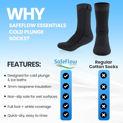 Cold Plunge Socks for Ice Bath Recovery – 3mm Neoprene Thermal Booties, Non-Slip Water Socks for Ice Bath, Cold Therapy, Sauna, Surf & Swim – Keep Feet Warm, Reduce Pain, Enhance Recovery (Large)
