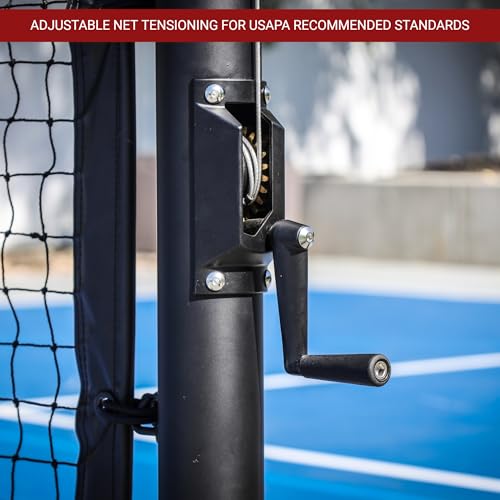 Dominator PRO Black Portable Pickleball Net - Heavy Duty USAPA Compliant Portable Regulation Pickleball Net - Indoor/Outdoor Aluminum Rust Proof Frame w/Adjustable Net Tension & Locking Wheels
