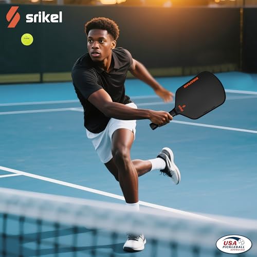 Srikel DuraFoam Pickleball Paddle – T700 Carbon Fiber Professional Pickleball Paddle,100% Foam Core Racket for Consistent Shots,Power & Control,Power X Hybrid Shape,Black