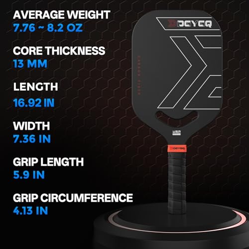 DGYGQ Pickleball Paddles, Carbon Fiber Pickleball Paddle with Polypropylene Honeycomb Core, Increased Power for Ultimate Spin & Consistency