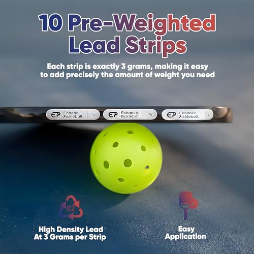 Enhance Pickleball Lead Tape - 3g Weighted Lead Strips, Highly-Adhesive & Easy to Apply Lead Tape for Pickleball Paddles, More Power and Control