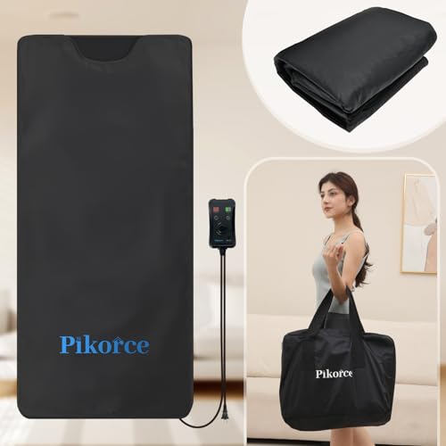 Pikorce Infrared Sauna Blanket for Home Use – Full Body Detox & Relaxation | 113-176℉ Adjustable | 6 ft x 2.65 ft, Leather Portable Far Infrared Stress Relief Heated PU Sauna Bag for Body Recovery