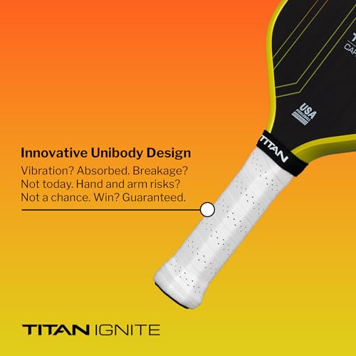 Titan Pickleball Paddles - Ignite 16mm Carbon Fiber Pickleball Paddle with 8mm PP Honeycomb Core, T700 Core Pickleball Paddle, Beginner-Friendly, Standard or Elongated Options (Sunset Elongated)