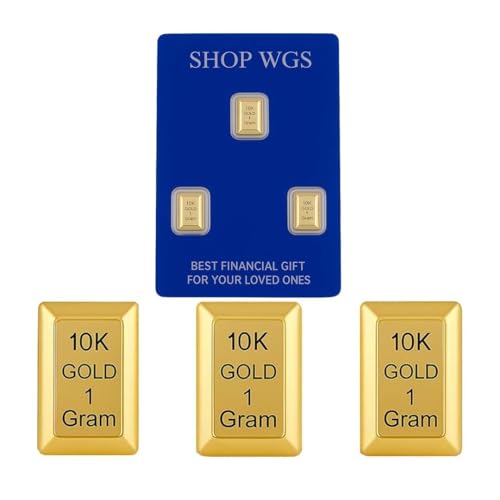 SHOP WGS (Set of 3-3 Gram 1 Gram Gold Bar 10K & 14K Yellow Gold Bullion Gold Bars for Collectible & Value Storage Gifts for Him & Her (10K Gold, Pack of 1)