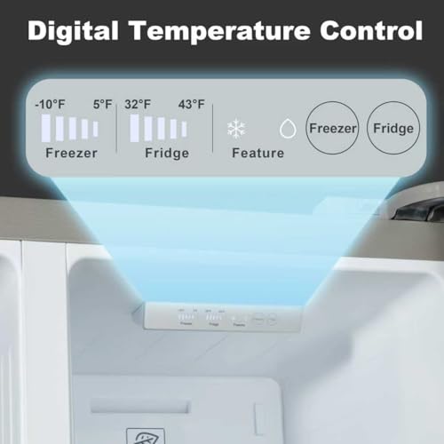 Iceblue Refrigerator, 15.6 Cu.Ft. Side-by-side Refrigerators, Black Stainless Steel Beverage Fridge with Freezer, Zoning Temperature Control Frost Free Beverage Refrigerators - Black