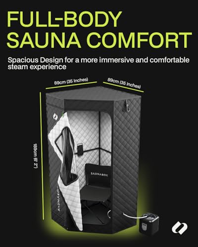 SAUNABOX® SmartSteam Kit Pro | Personal Steam Sauna for Home Use | Portable Sauna Tent with Chair, Mat & Case | Full-Body Steam Therapy for Relaxation, Detox & Recovery