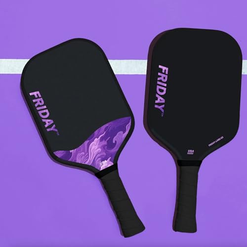 Challenger Friday Paddle, USA Pickleball Tournament Approved, T700 Carbon Fiber, Thermoformed Flat Top Design, Honeycomb Core, Tennis-Style Grip, Gritty Surface for Spin (Haze, 1)