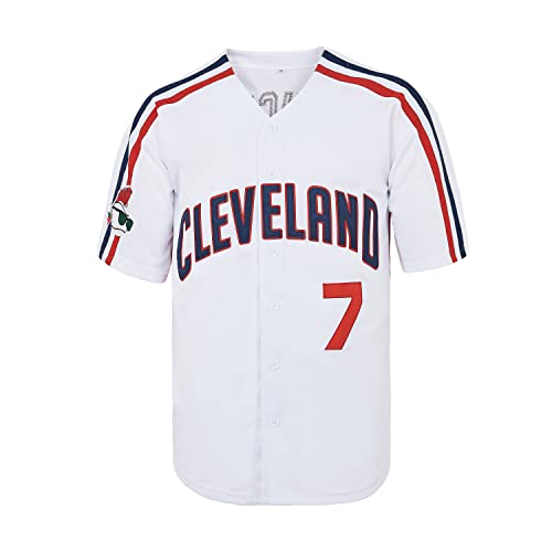 Yseohb Men's Ricky Vaughn 7 Movie Baseball Jersey,90s Hip Hop Clothing Stitched Sports Fan Shirt Jersey White L