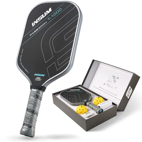 INSUM Pickleball Paddles, T1000 Carbon Fiber Pickleball Paddle with Power Polymer Core, USAPA Approved, Pro Pickleball Rackets for Ultimate Spin & Consistency, Come with Cover