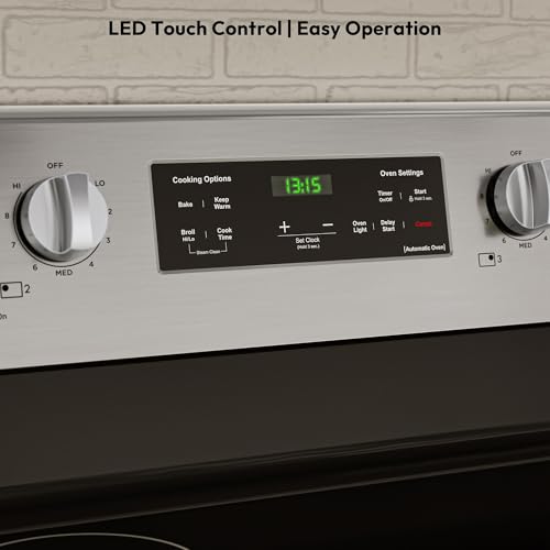 Empava 30" Electric Range,4.8 Cu.Ft Oven, Radiant Ceramic Cooktop, 4 Elements, Steam Clean, Freestanding & Slide-in Stove,Stainless Steel, 240V (Power Cord Not Included)