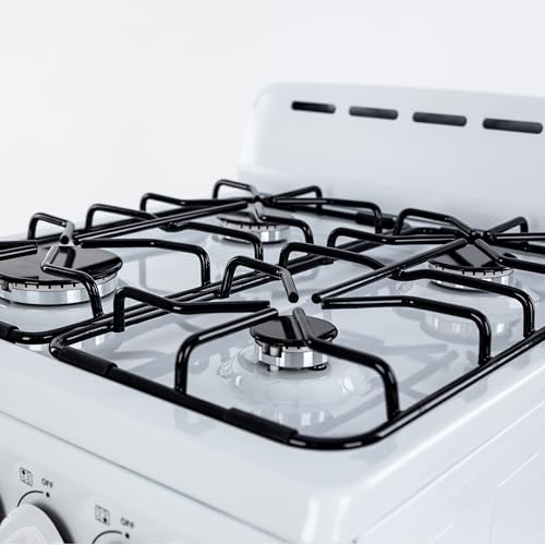 Avanti Gas Range Oven, Compact Freestanding Design, 4 Sealed Burners with Electronic Ignition, 2.1 Cu.Ft. Capacity Features Framed Glass Door Storage Drawer Broiler and Accessories, 20-Inch, White