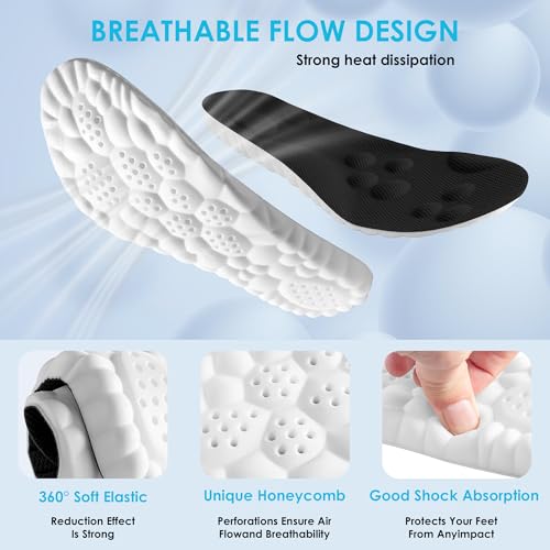 4D Cloud Steppers Insoles for Men and Women - Shock Absorption Inserts, Soft Anti-Fatigue, Relieve Foot Pain, Memory Foam Insoles for Shoes, Boots & Sneakers (Black, Men: US 7-10/ Women: US 8.5-12)