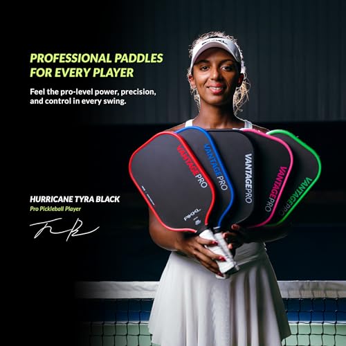 PIKKL VantagePro Carbon Fiber Pickleball Paddle (Black, 16 mm)