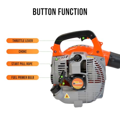 RIDALIYA 28CC Gas Leaf Blower, 1.1HP 2-Stroke Handheld Blower, 460 CFM 160 MPH High-Performance Air Volume, Lightweight Design for Lawn, Yard, and Driveway Cleanup