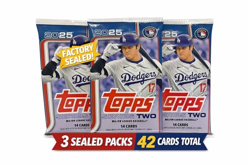 Topps 2025 Series 2 Baseball MLB Trading Cards, 3 Packs, 14 Cards per Pack, 42 Cards Total
