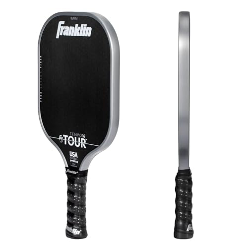 Franklin Sports Pro Pickleball Paddles - FS Tour Series Carbon Fiber Paddles - Official USA Pickleball (USAPA) Approved Racket - Tempo Pro Player - 16mm Polymer Core - Gray