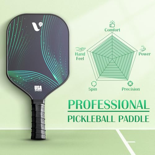 Pickleball Paddles Set of 2, 2026 USAPA Approved Fiberglass Pickle Ball Paddles with 4 Pickle Balls, Durable &Lightweight Racket for Beginners, Pros, Men, Women, Adults, Kids