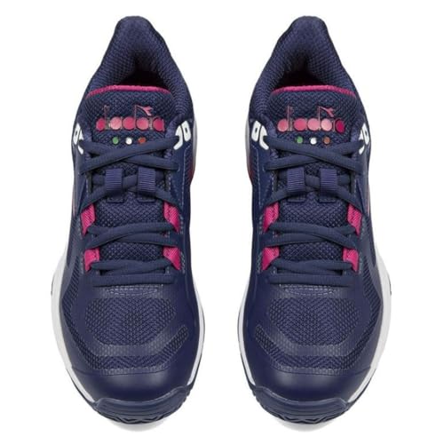 Diadora Women's Trofeo 2 All Ground Pickleball Shoes (Blueprint/Pink Yarrow/White, 7.5)