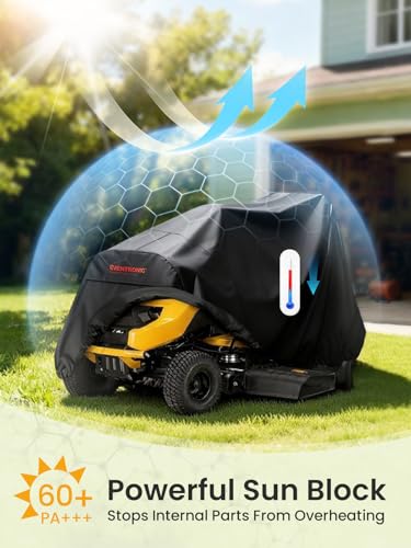 Riding Lawn Mower Cover, Eventronic 54“ Riding Lawn Tractor Cover Waterproof Heavy Duty Durable (420D-polyester oxford)