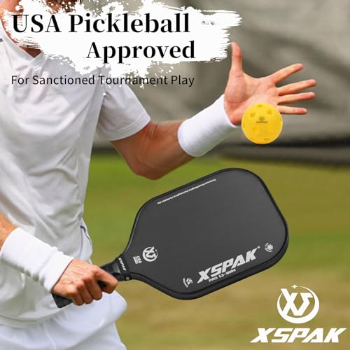 XS XSPAK Carbon Fiber Pickleball Paddle - Tournament Edition - World Champion Surface Technology Options Pickleball Racket - USAPA Polypropylene Honeycomb Paddle with Cushion Comfort Grip