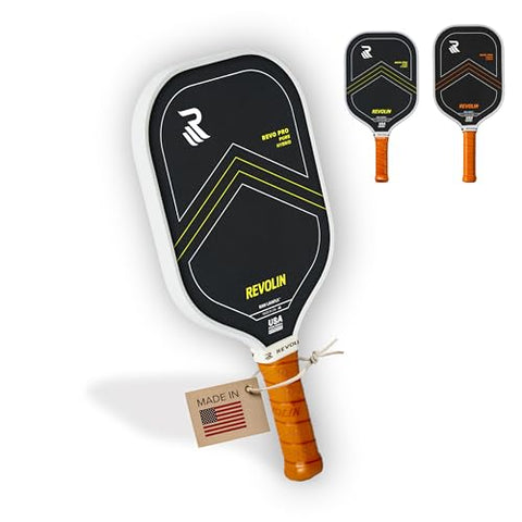 Revolin Sports REVO PRO Pure Hybrid | Spin + Power + Control | Premium Pickleball Paddle Made in USA | LavaFLX™ Face 16mm Poly Honeycomb Core | USA Pickleball Approved Pickleball Racket | Lava Paddle