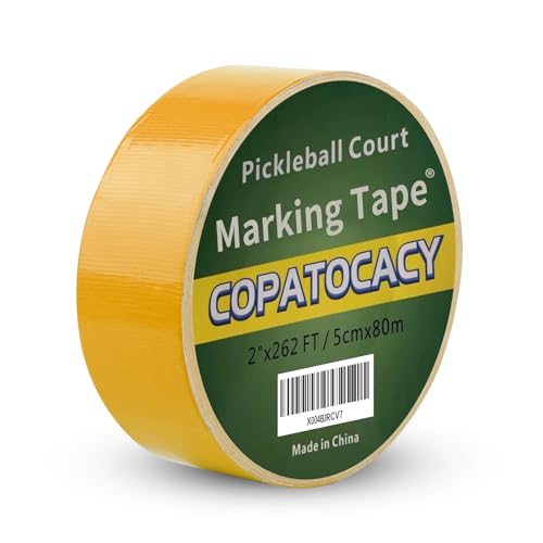 Pickleball Court Tape - 2" x 262 ft, Outdoor Pickleball Marking Kit, Yellow Tape for Temporary Court Lines - No Residue Easy to Apply & Remove - Perfect for Pickleball Court, Gym, Driveway (Yellow)