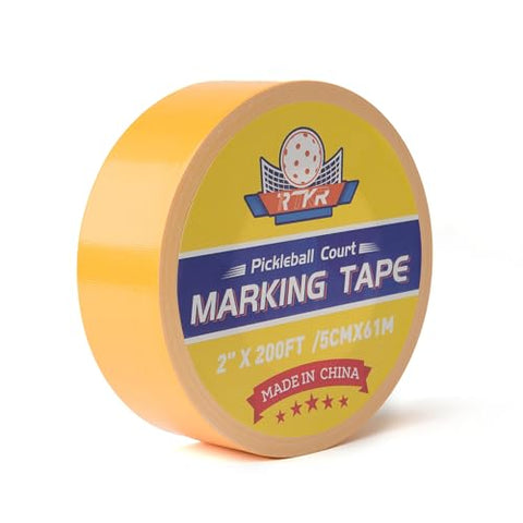 Pickleball Court Tape - 2" x 200 ft Temporary Line Marking Kit, No-Residue Yellow Tape for Easy Application & Removal. Perfect for Driveway, Backyard, Gym & Court Surfaces