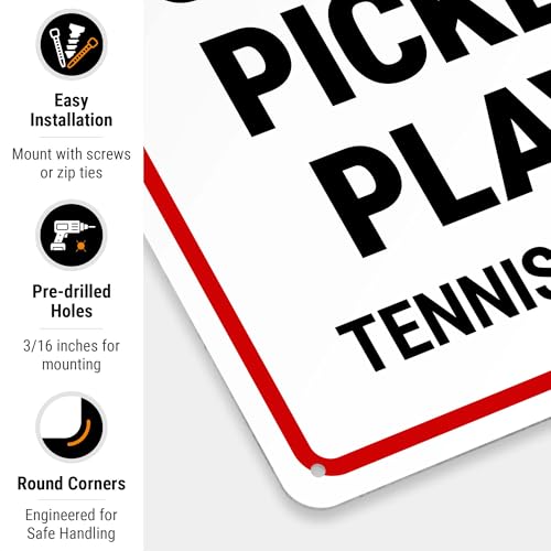 Courts for Pickleball Play Only Tennis Shoes Required Sign, 10x14 Inches, Rust Free .040 Aluminum, Fade Resistant, Made in USA by Sigo Signs
