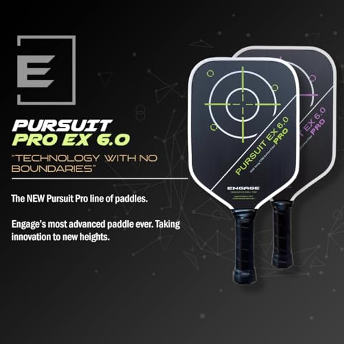 Engage Pursuit Pro EX 6.0 Pickleball Paddle – Widebody Shape, Raw T700 Toray Carbon Fiber Face, 16mm Control Pro Black Core (Alpine Lime, Standard (8.1-8.5oz))