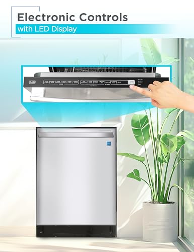 BLACK+DECKER 24" Built-In Dishwasher, Designer Series, 12-Place Setting Capacity with Stainless Steel Tub, Dish Washer with 6 Wash Programs, Low Noise, ENERGY STAR Certified, BDW300MHS