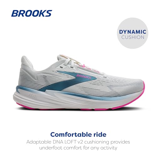 Brooks Women’s Revel 8 Neutral Running & Walking Shoe - White/Moonlight/Pink - 7 Medium