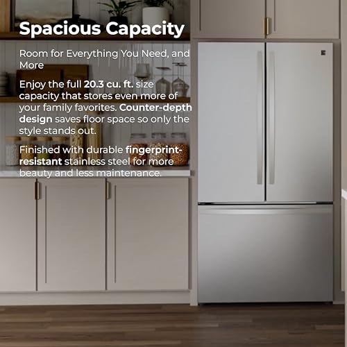Kenmore 36" French Door Refrigerator with Freezer - Accela Chill, Adjustable Shelving, Humidity Controlled Crispers, ENERGY STAR Certified, 20.3 cu. ft. Capacity, Fingerprint Resistant Stainless Steel