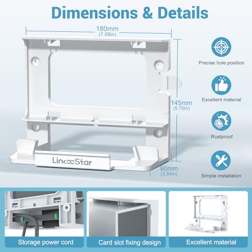 Star-Link Gen 3 Router Mount, All-in-One Star Link Standard V3 Router Wall Mounting for Starlink V3 Mesh Router & Gen3 Power Supply, Space-Saving Bracket Mount Kit- LM-3C