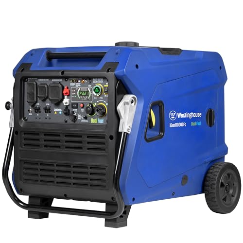 Westinghouse 11000 Peak Watt Dual Fuel Portable Inverter Generator, Remote Electric Start, Transfer Switch Ready, Gas and Propane Powered, Low THD - Safe for Electronics, Parallel Capable, CO Sensor