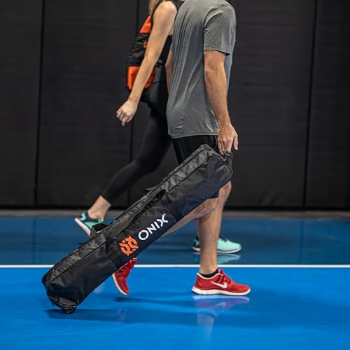Onix Pickleball 2-in-1 Regulation-Size Portable Net and Practice Net Set Includes Carrying Case with Wheels,White