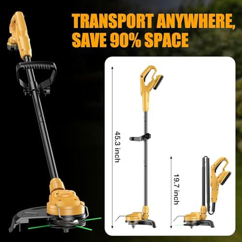 Weed Eater for Dewalt 20V Battery, 600W 2 in 1 Cordless String Trimmer & Weed Wacker,12 Inch Brushless Grass Trimmer with 3-Tooth Blade, Saw Disc for Lawn, Yard and Bush Trimming (No Battery)