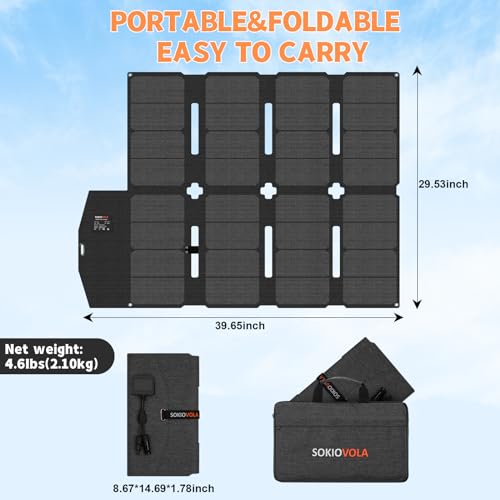 SOKIOVOLA 100W Portable Solar Panel for EF/Jackery/Bluetti/Anker Power Station MC4 Output Lightweight & Compact Foldable Solar Panel Charger Kits IP68 Waterproof for RV Travel Outdoor Activities