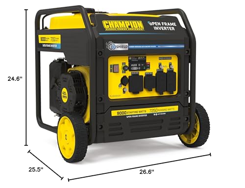 Champion Power Equipment 9000-Watt Electric Start Home Backup Portable Open Frame Inverter Generator with Quiet Technology and CO Shield