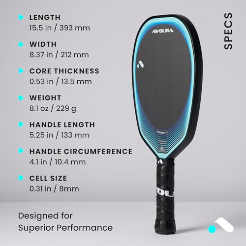 Avoura Rhapsody 13 Pickleball Paddle, Toray t700 Carbon Fiber, Designed by Pros, Sweet Spot Enhancement System, Wide-Body. Made in The USA