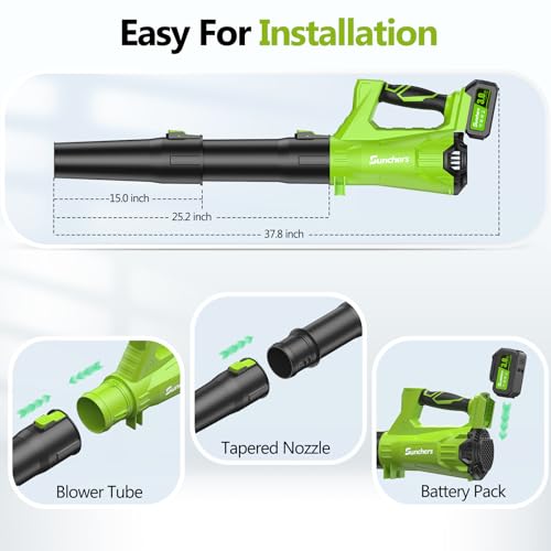 Electric Leaf Blower Cordless with 2 3.0Ah Battery and Charger, 2 Speed Mode 650CFM 280MPH Patio Tools with 2 Tubes, 20V Battery Powered Leaf Cleaner Handheld Blowers for Lawn Care, Dust, Leaves, Yard