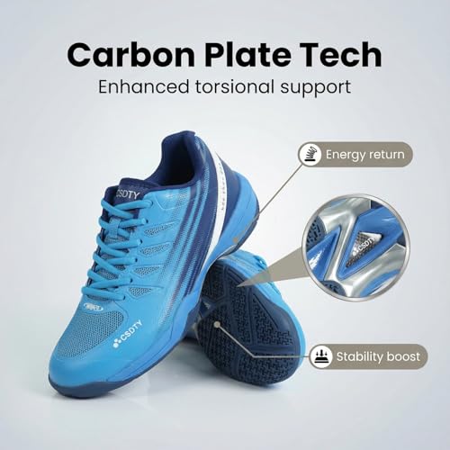 RBEUT Men's Pickleball Shoes, Breathable Cushioned Tennis & Racquetball Court Sneakers, Anti-Slip, Lightweight Comfort for Outdoor Sports Blue