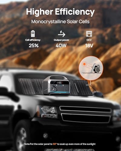 Portable Power Station 350W with 40W Foldable Solar Panel, 288Wh LiFePO4 Battery Solar Generator,110V/600W Surge Backup,Outdoor Power Bank for Hurricane Emergency,RV,Camping,Laptops,Off-Grid living