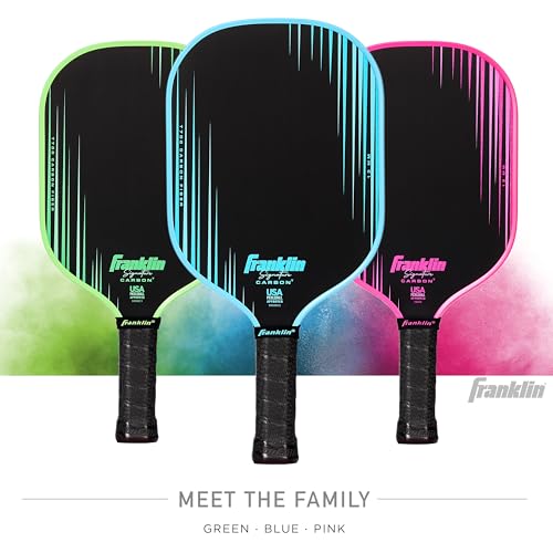 Franklin Sports Pro Pickleball Paddles - Signature Carbon Series -T700 Carbon Fiber Surface - USA Pickleball (USAP) Tournament Approved - 13mm Polypropylene Core -Traditional Shape - Blue