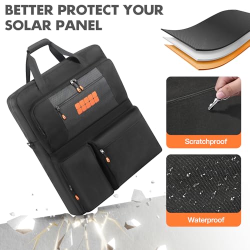 Padded Solar Panel Carrying Case Compatible with Jackery SolarSaga 100W 100X 200W,Travel Solar Panel Storage Bag Fits for ZOUPW 100W 110w 200w with Multi-Pockets & Shoulder Strap