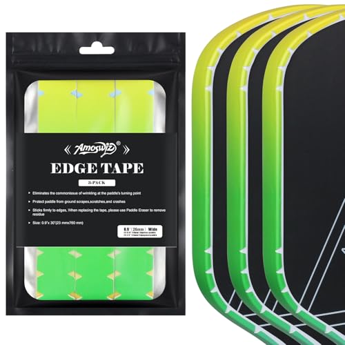 Amoswiz Pickleball Edge Guard Tape, Pickleball Protection Tapes 3 Pcs, Green to Yellow to Blue Gradiant Edge Tape, 26MM Width, No Wrinkling Edge Guard for 13MM & 16MM & 20MM Thicknesse Paddles