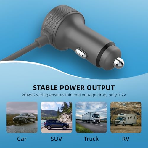 Starlink Mini Cigarette Lighter Adapter,12V-48V StarLink Mini Car Charger,Heat Dissipation Aluminum Alloy Shell,Waterproof,Built-in Protections (3M/10FT)